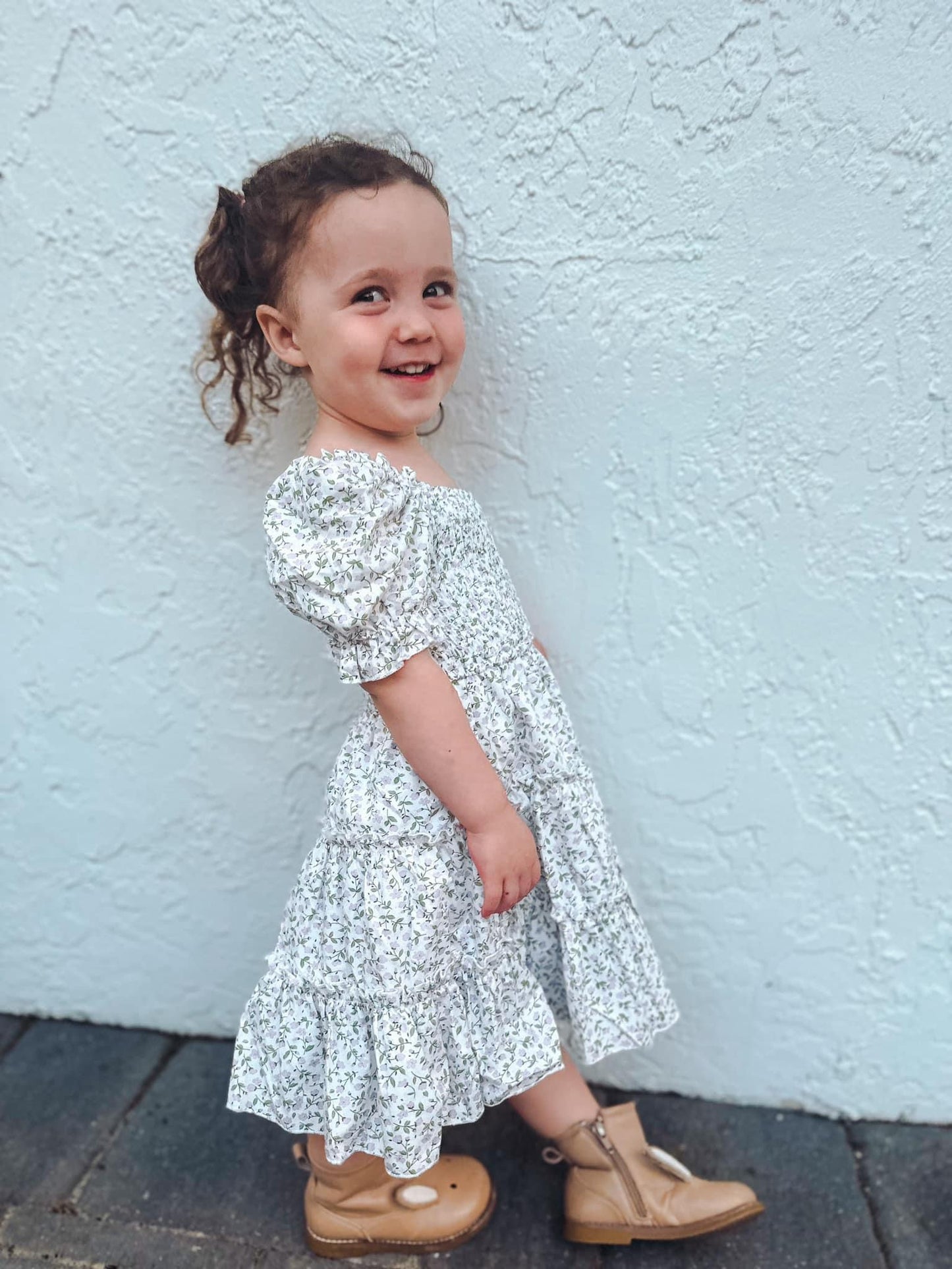 Girls Floral Smocked Dress