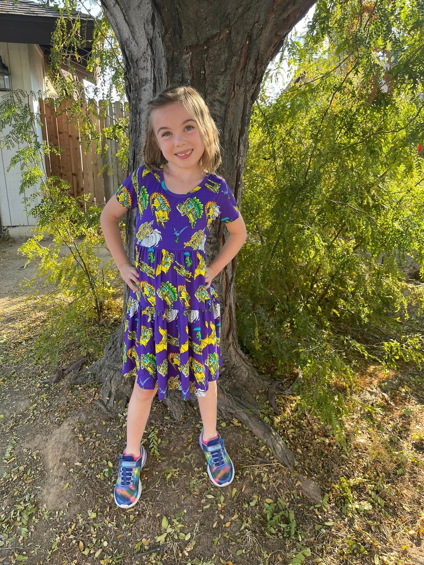 Seatbelts Everyone Tiered Dress | Little Bird X Magic School Bus