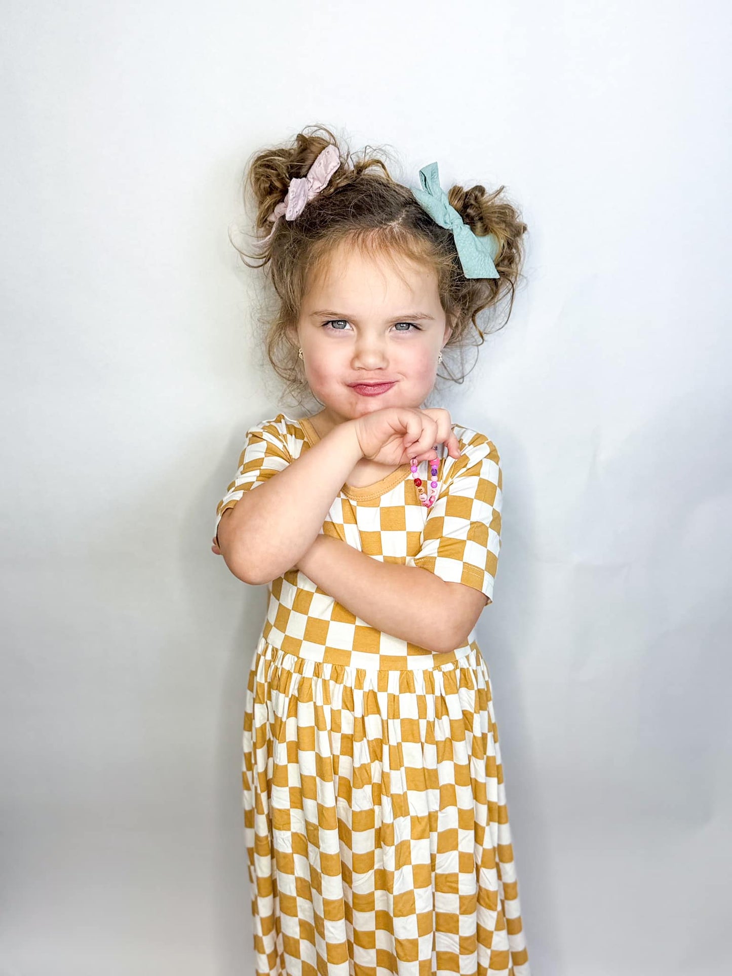 Brown-Check Dress | Bamboo Jersey