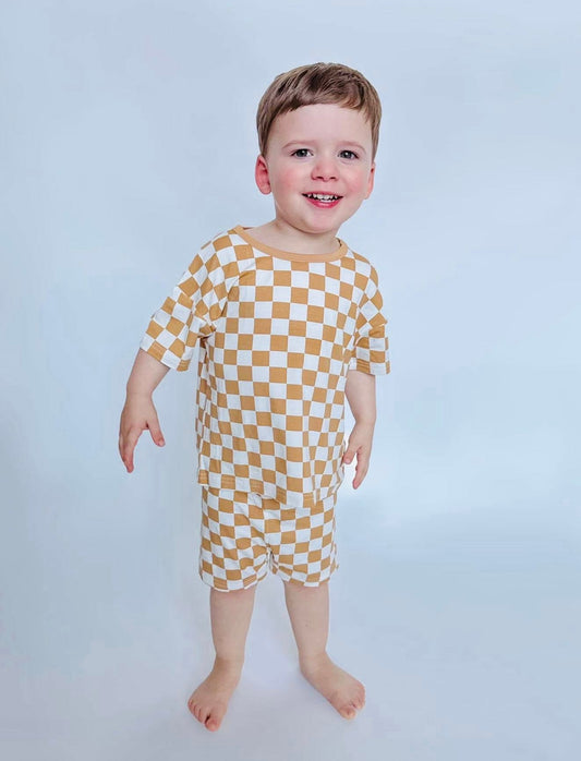 Brown-Check 2 Piece | Bamboo Jersey