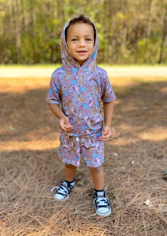 Coming Home Shortsleeve Hoodie + Short Set | Bamboo Terry