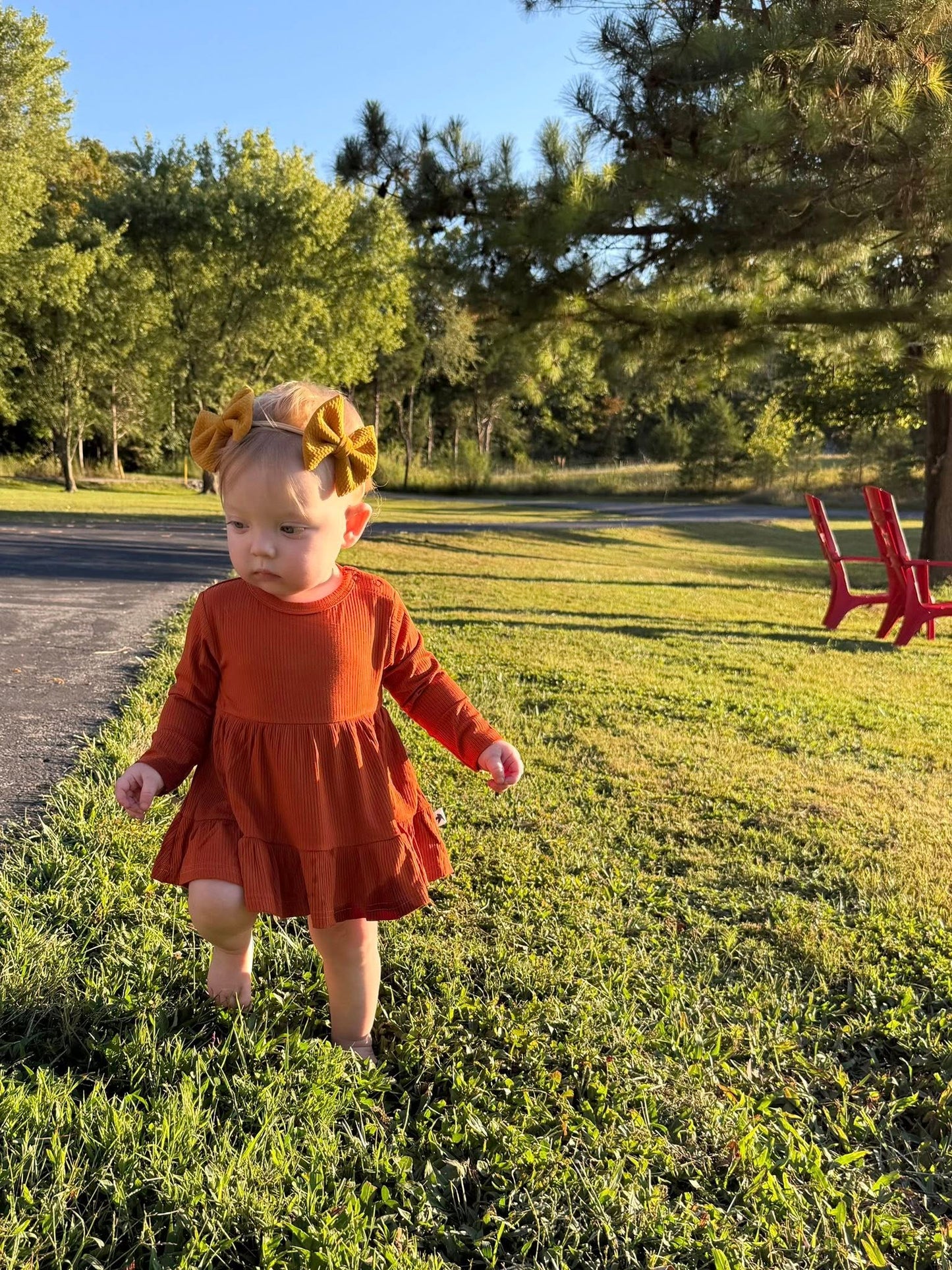 Burnt Orange Twirl Dress