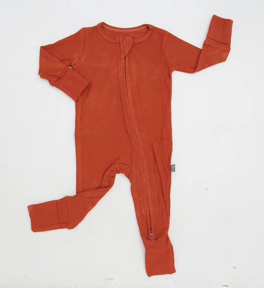 Burnt Orange Ribbed Zippy