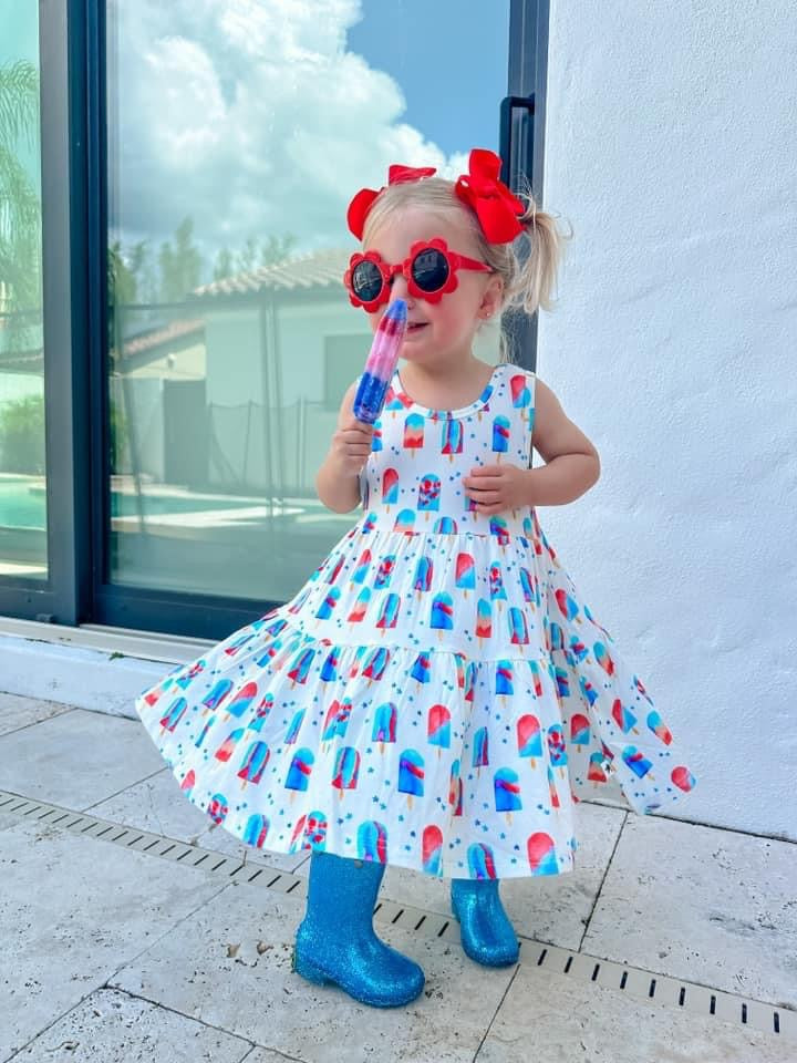 Patriotic Pops Tiered Tank Dress set