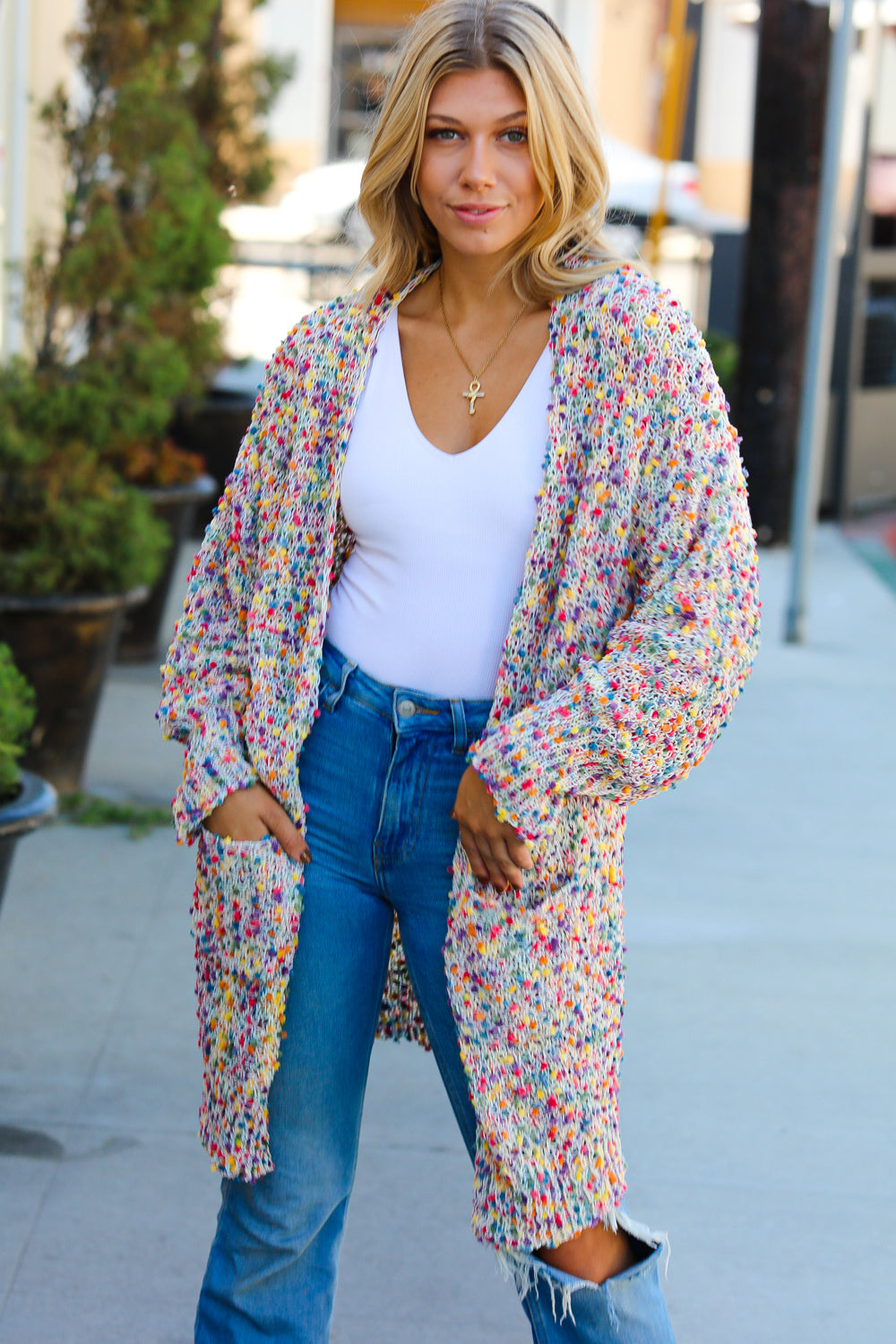 Popcorn open clearance cardigan