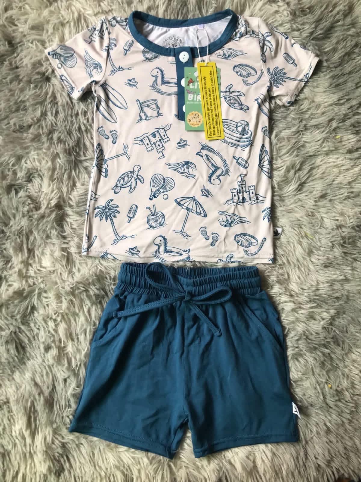 Little Beach Bum Henley Set