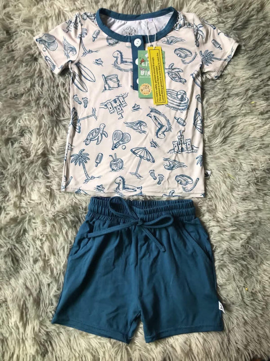 Little Beach Bum Henley Set
