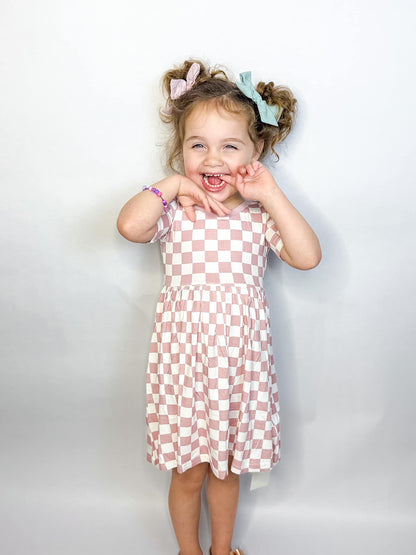 Mauve-Check Dress | Bamboo Jersey
