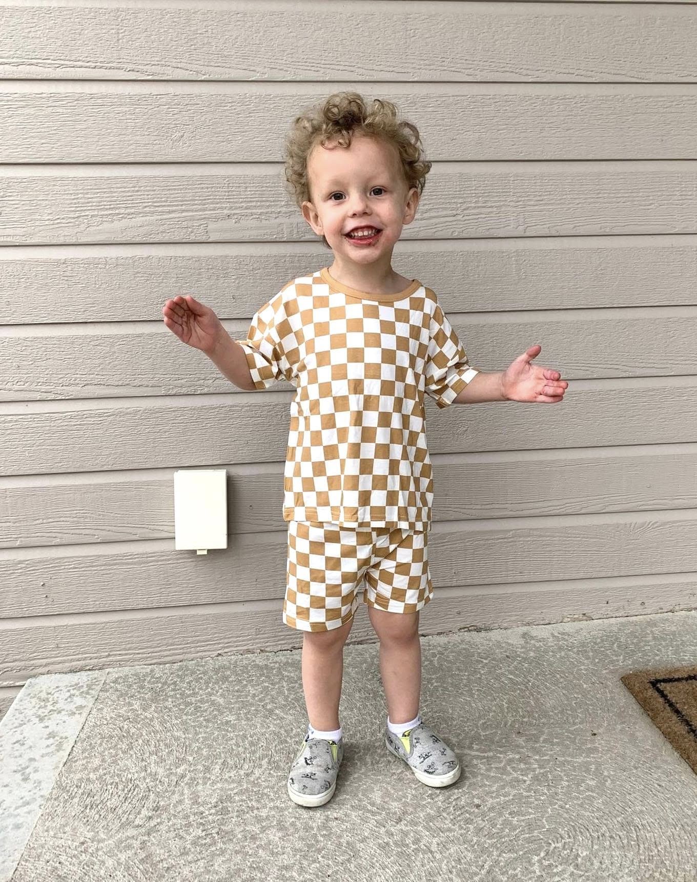 Brown-Check 2 Piece | Bamboo Jersey