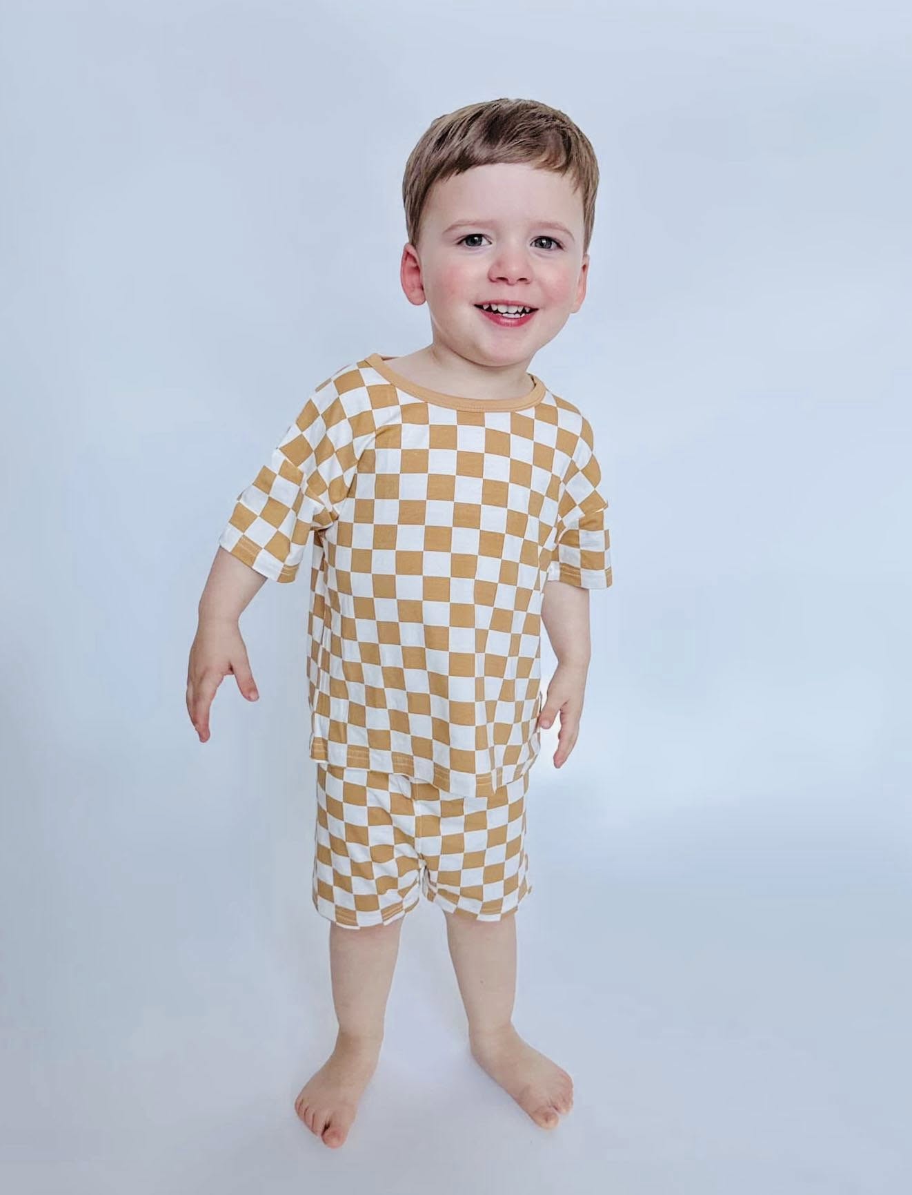 Brown-Check 2 Piece | Bamboo Jersey