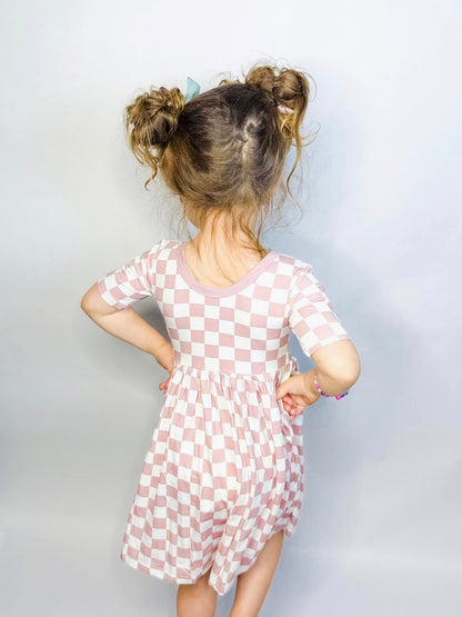 Mauve-Check Dress | Bamboo Jersey