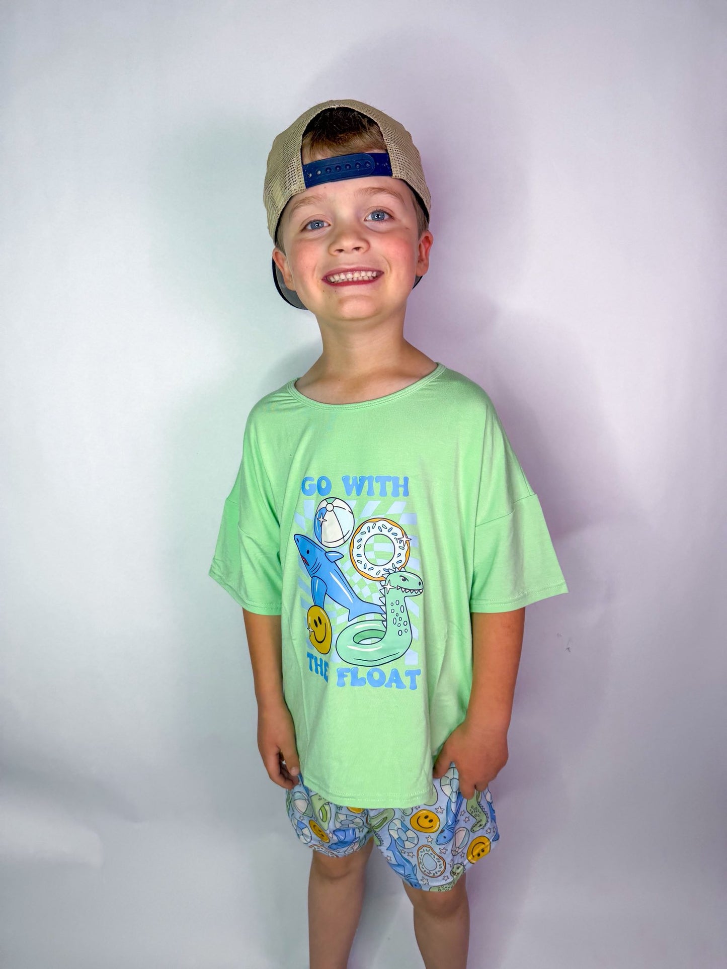 Green Go With The Float Tee + Short Set