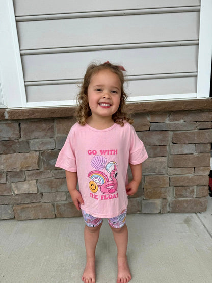 Pink Go With The Float Tee + Biker Set