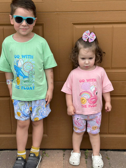 Pink Go With The Float Tee + Biker Set