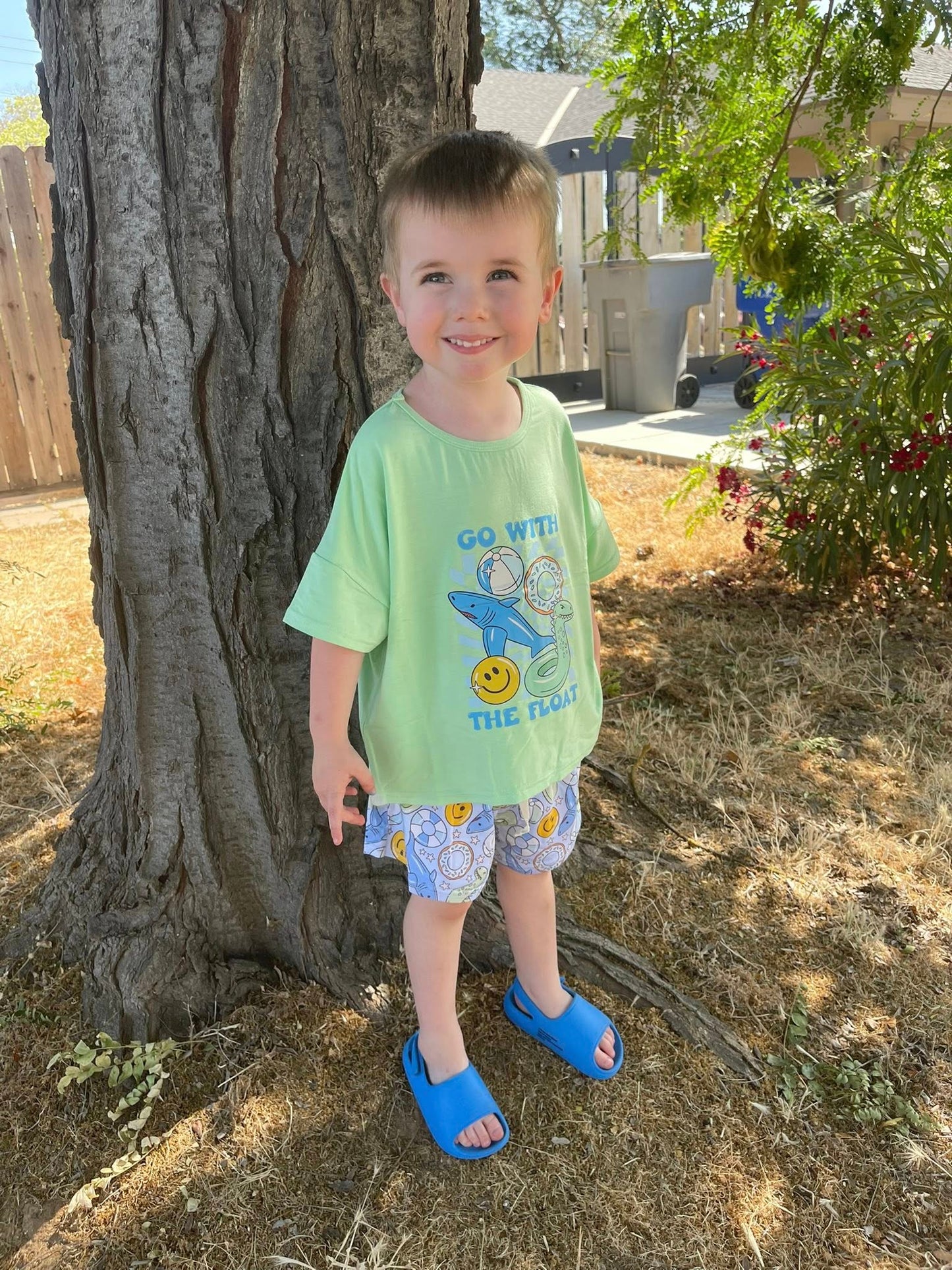 Green Go With The Float Tee + Short Set