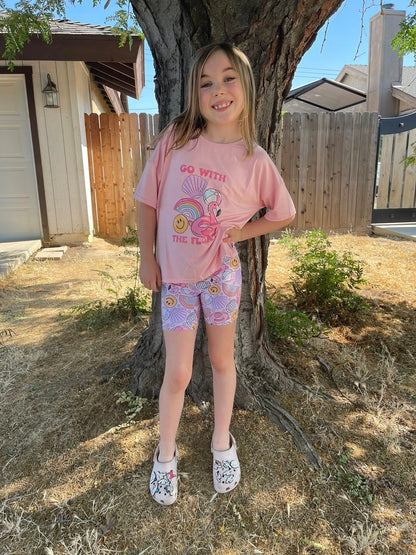 Pink Go With The Float Tee + Biker Set