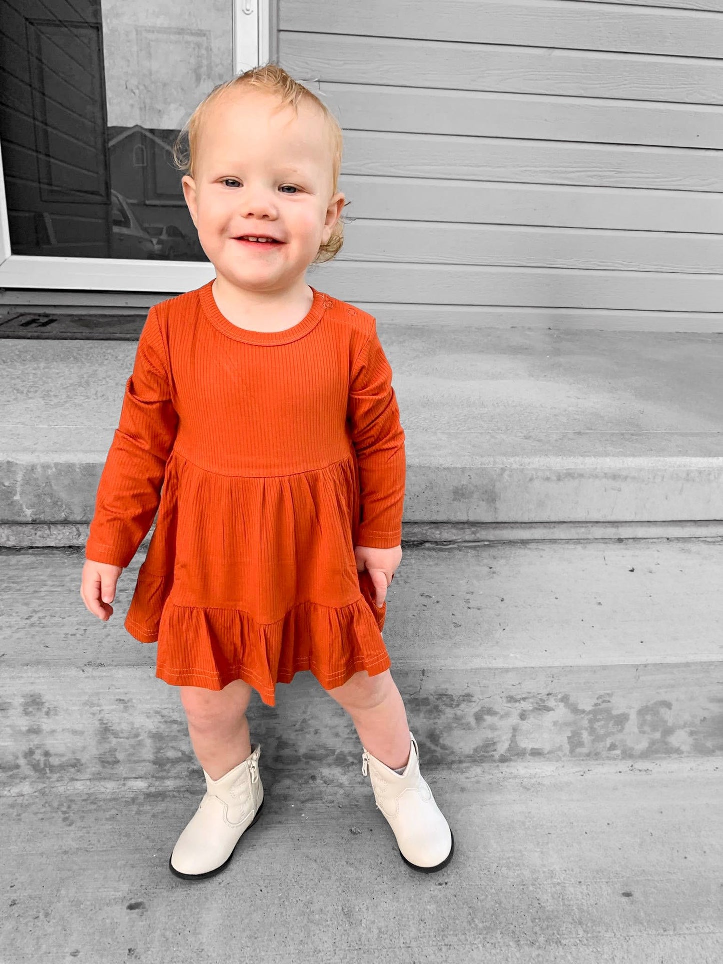 Burnt Orange Twirl Dress