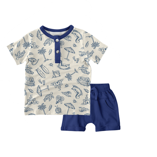 Little Beach Bum Henley Set | Preorder