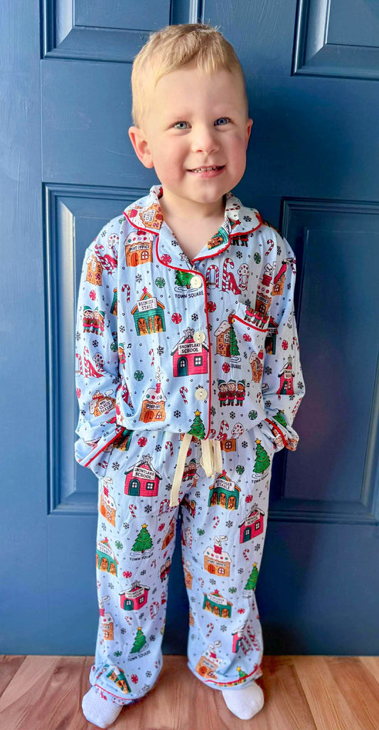 Candy Cane Lane Kids Button Up Set
