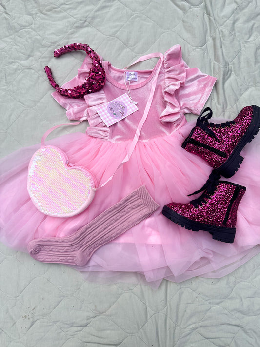Pink Velvet Tutu Dress