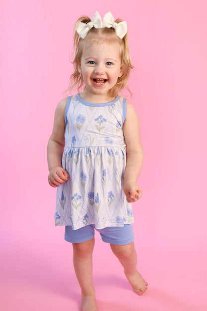 Periwinkle Peplum + Biker Set