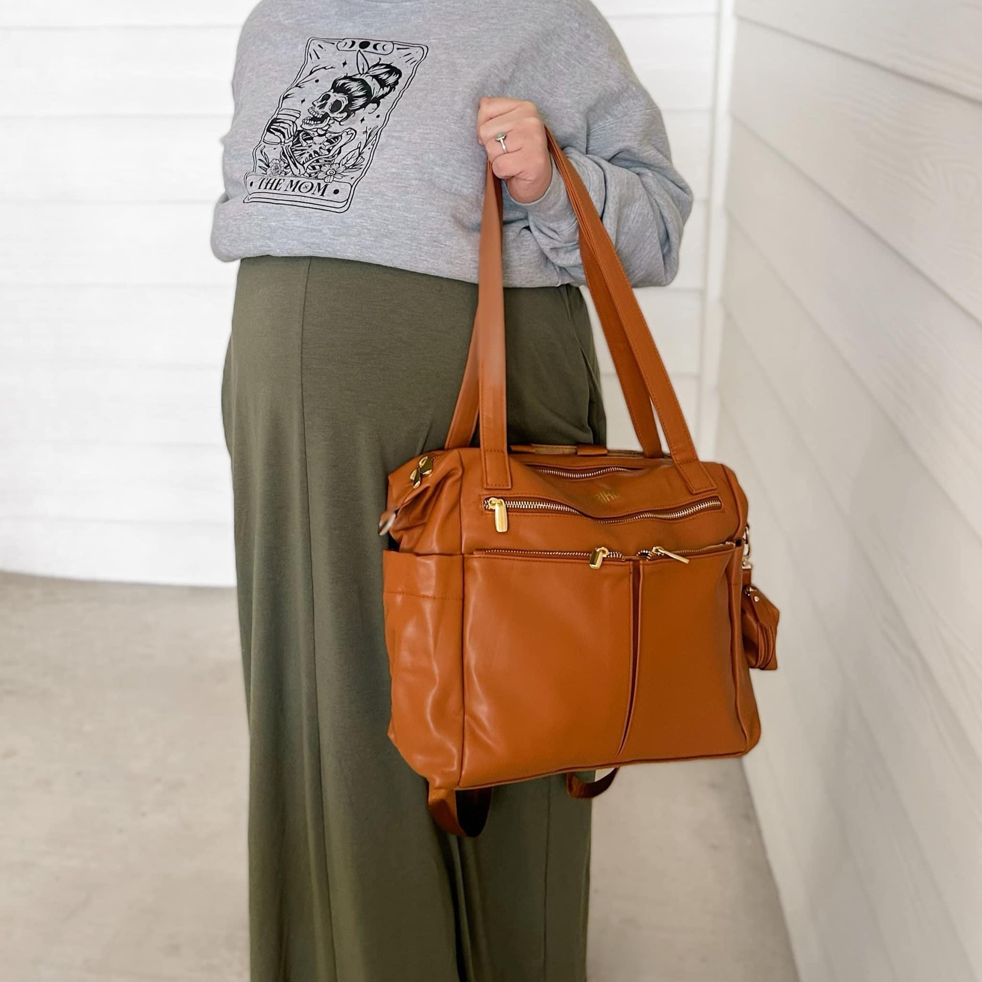 Vegan Leather Diaper Bag Camel - Main Image