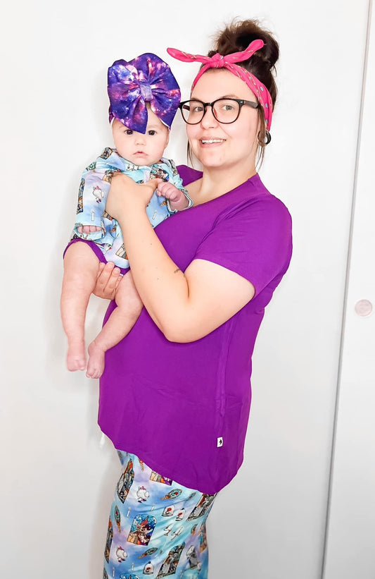 Purple Scoop Neck Mama Tee