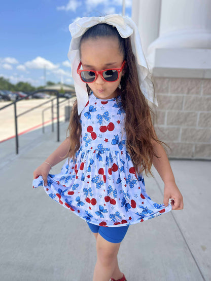 Cherry Peplum Tunic + Biker Set