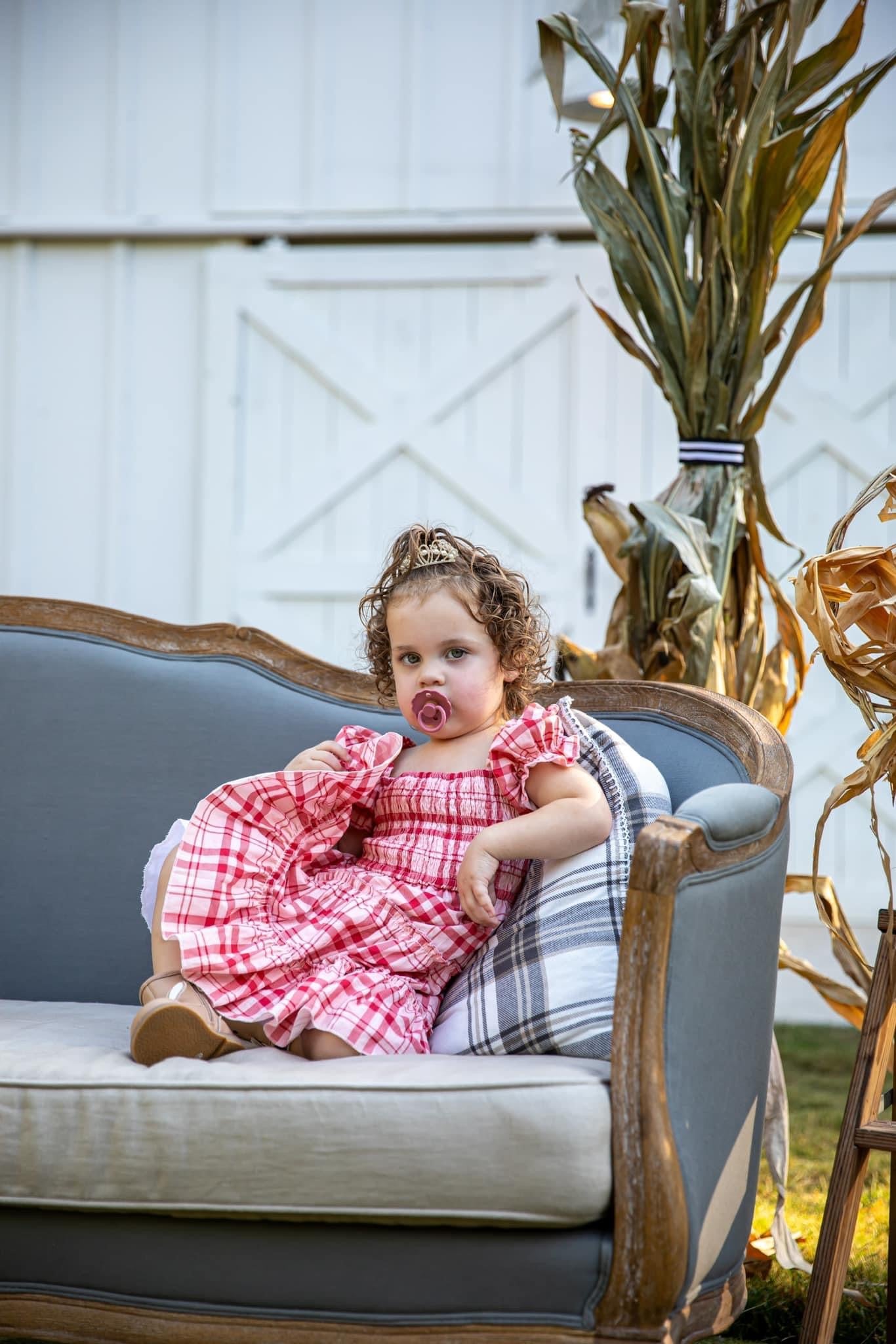 Girls Pink + Red Smock Dress