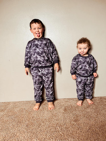 Grey Tie Dye Bamboo Terry Sweatsuit