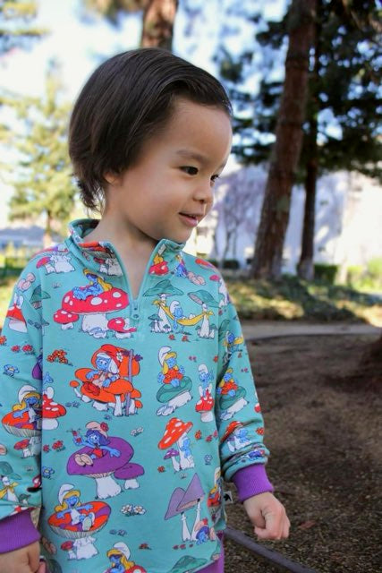 Mushie Quarter Zip Set | Smurfs | Bamboo Terry